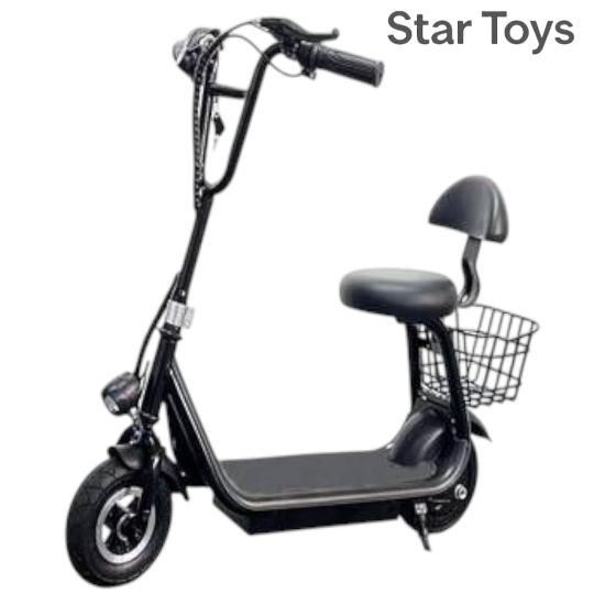 صورة سكوتر كهربائي بقوة 36V مع مقعد بالحجم الوسط لون أسود